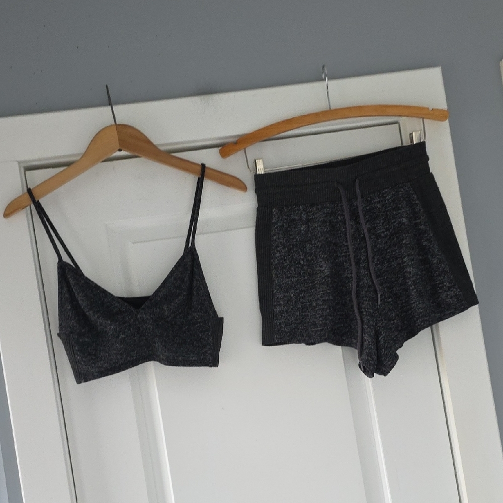 Charcoal Heather Women's Lounge Bralette & Shorts Set